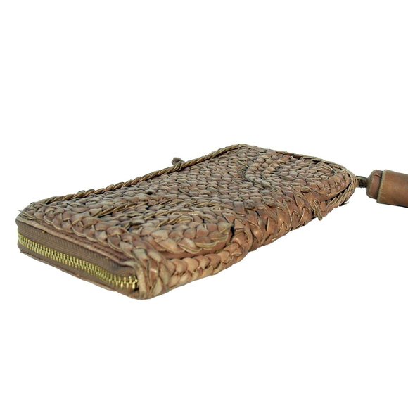 MONSERAT de LUCCA Braided Leather Tassel Clutch Handbag Wallet - Picture 4 of 7